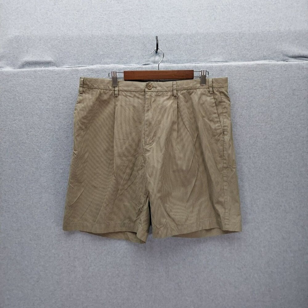 Nautica Rigger Classic Fit Shorts Men's Size 38W‎ Tan Houndstooth Pattern Cotton